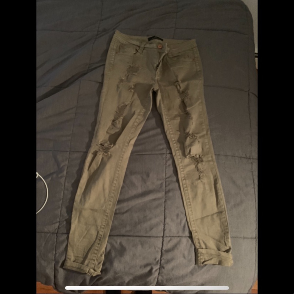 Olive ripped jeans
